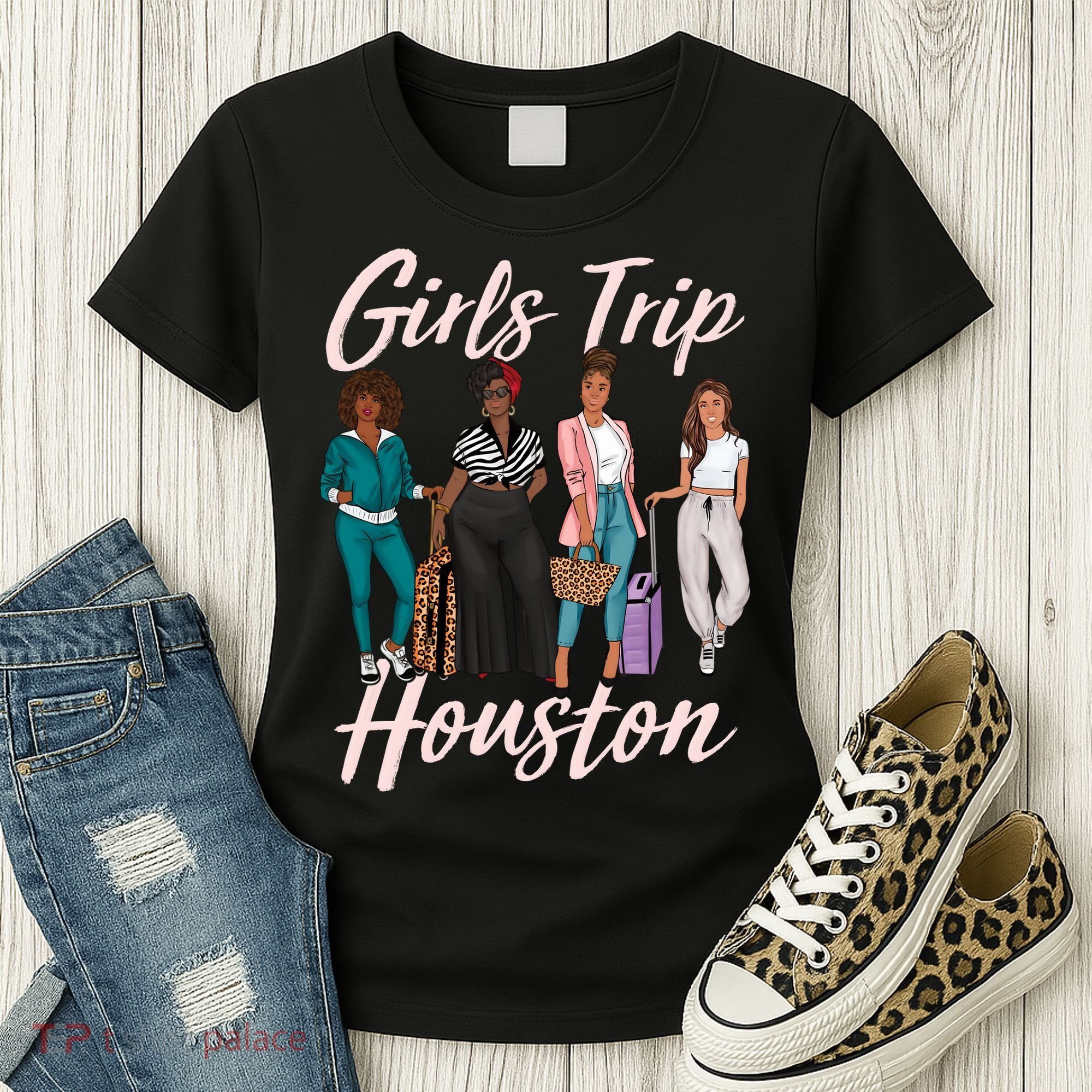 Vacationing African American Black Women Trip Houston Women's T-Shirt