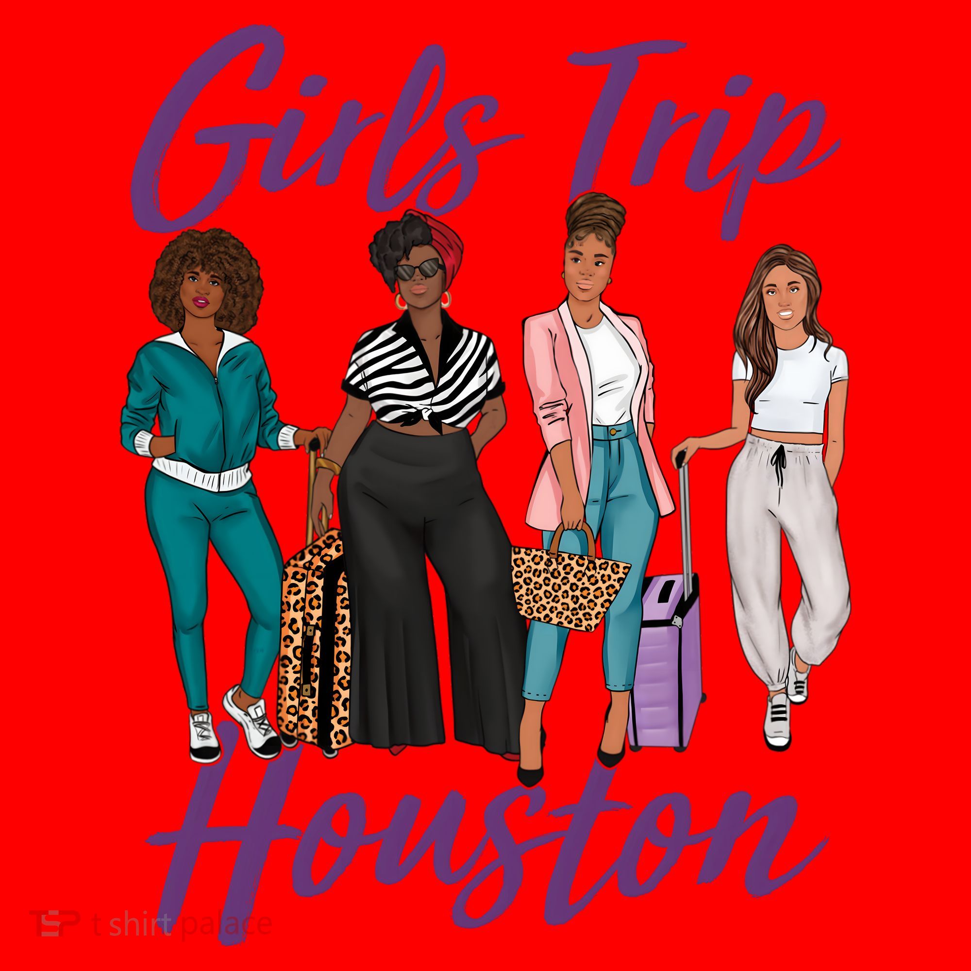 Vacationing African American Black Women Trip Houston Santa Hat