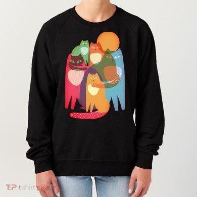Vintage Abstract Boho Cat Pattern Women's Sweatshirt