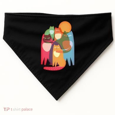 Vintage Abstract Boho Cat Pattern USA-Made Doggie Bandana