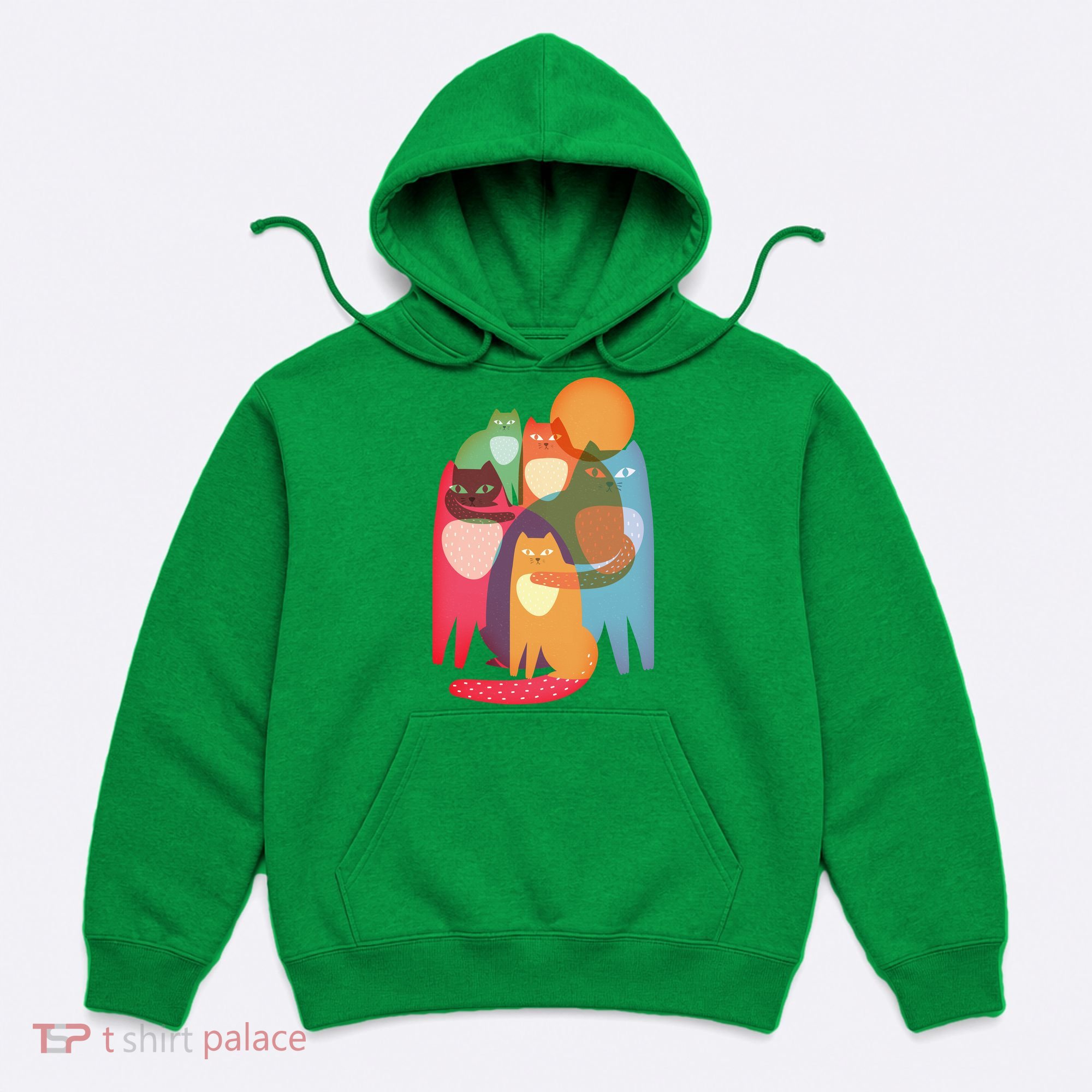 Vintage Abstract Boho Cat Pattern Hoodie