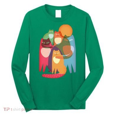 Vintage Abstract Boho Cat Pattern Long Sleeve Shirt