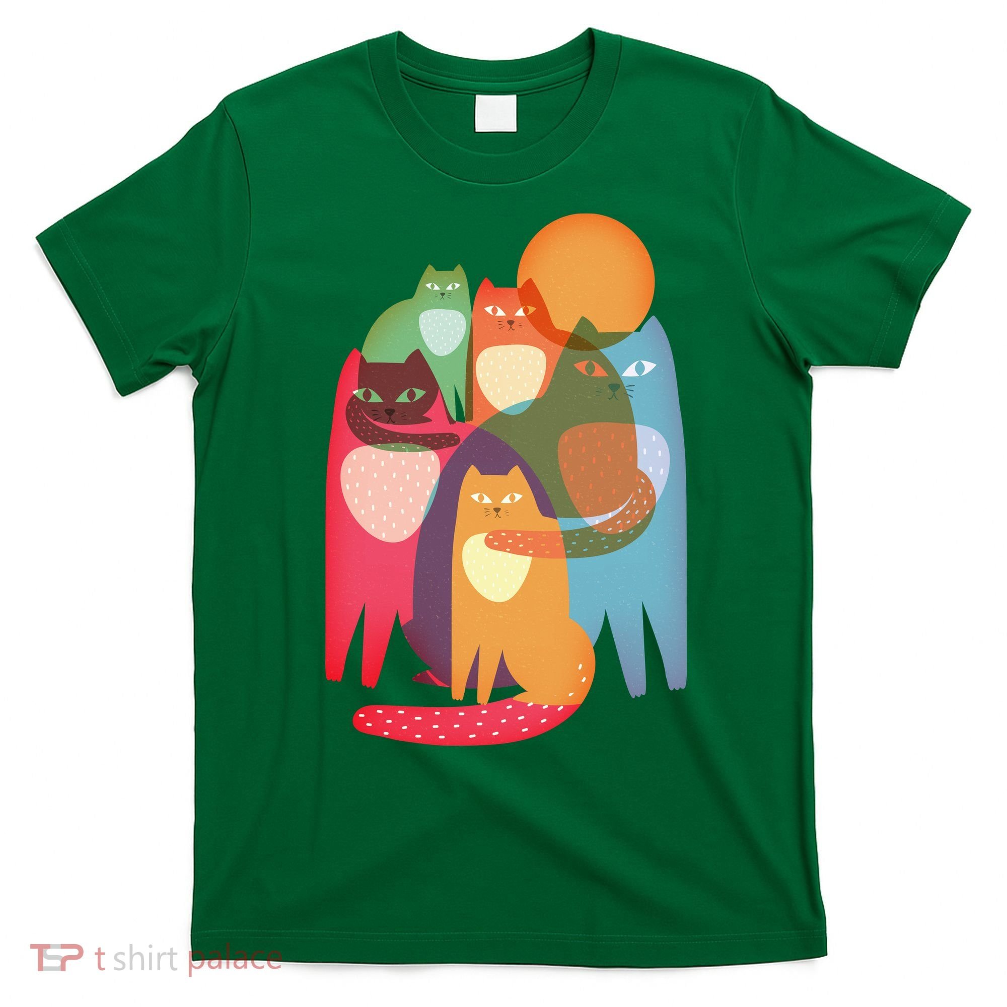 Vintage Abstract Boho Cat Pattern T-Shirt