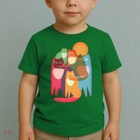 Vintage Abstract Boho Cat Pattern Toddler T-Shirt thumb 2