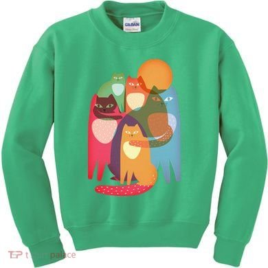 Vintage Abstract Boho Cat Pattern Kids Sweatshirt
