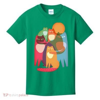 Vintage Abstract Boho Cat Pattern Kids T-Shirt