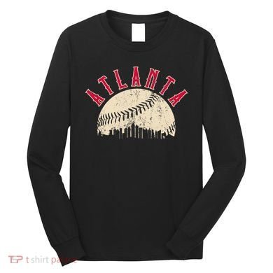 Vintage Atlanta Baseball Skyline Long Sleeve Shirt