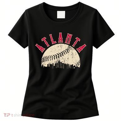 Vintage Atlanta Baseball Skyline Women's T-Shirt