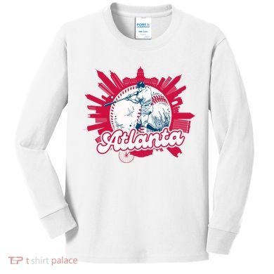 Vintage Atlanta Baseball Kids Long Sleeve Shirt