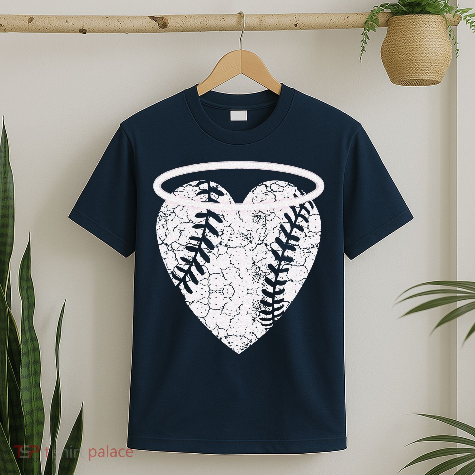 Vintage Angel Baseball Heart With Halo T-Shirt