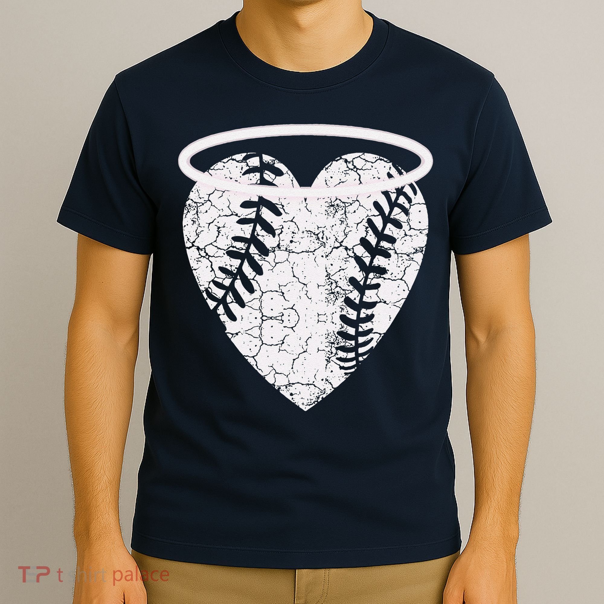 Vintage Angel Baseball Heart With Halo T-Shirt