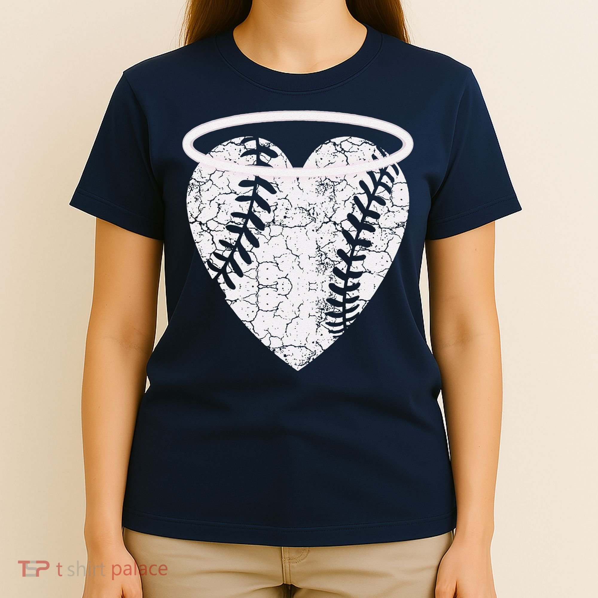 Vintage Angel Baseball Heart With Halo T-Shirt