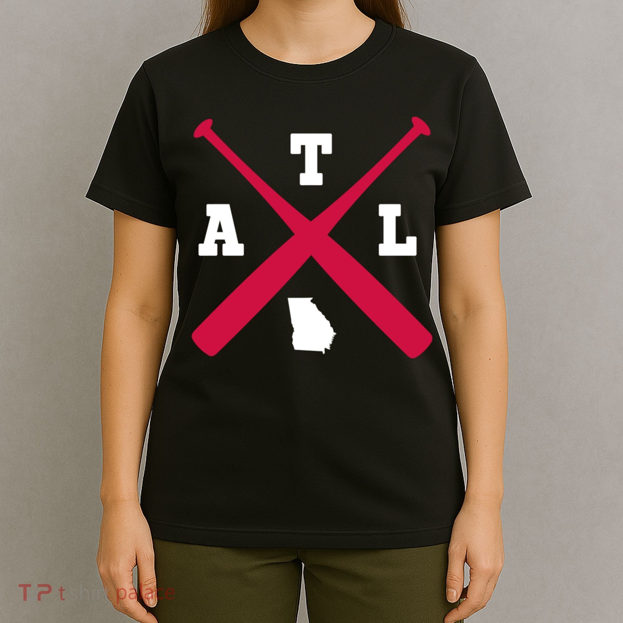 Vintage Atlanta Baseball Bats Georgia State Outlin T-Shirt
