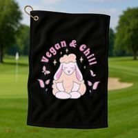 Vegan And Chill Sheep Golf Towel thumb 1