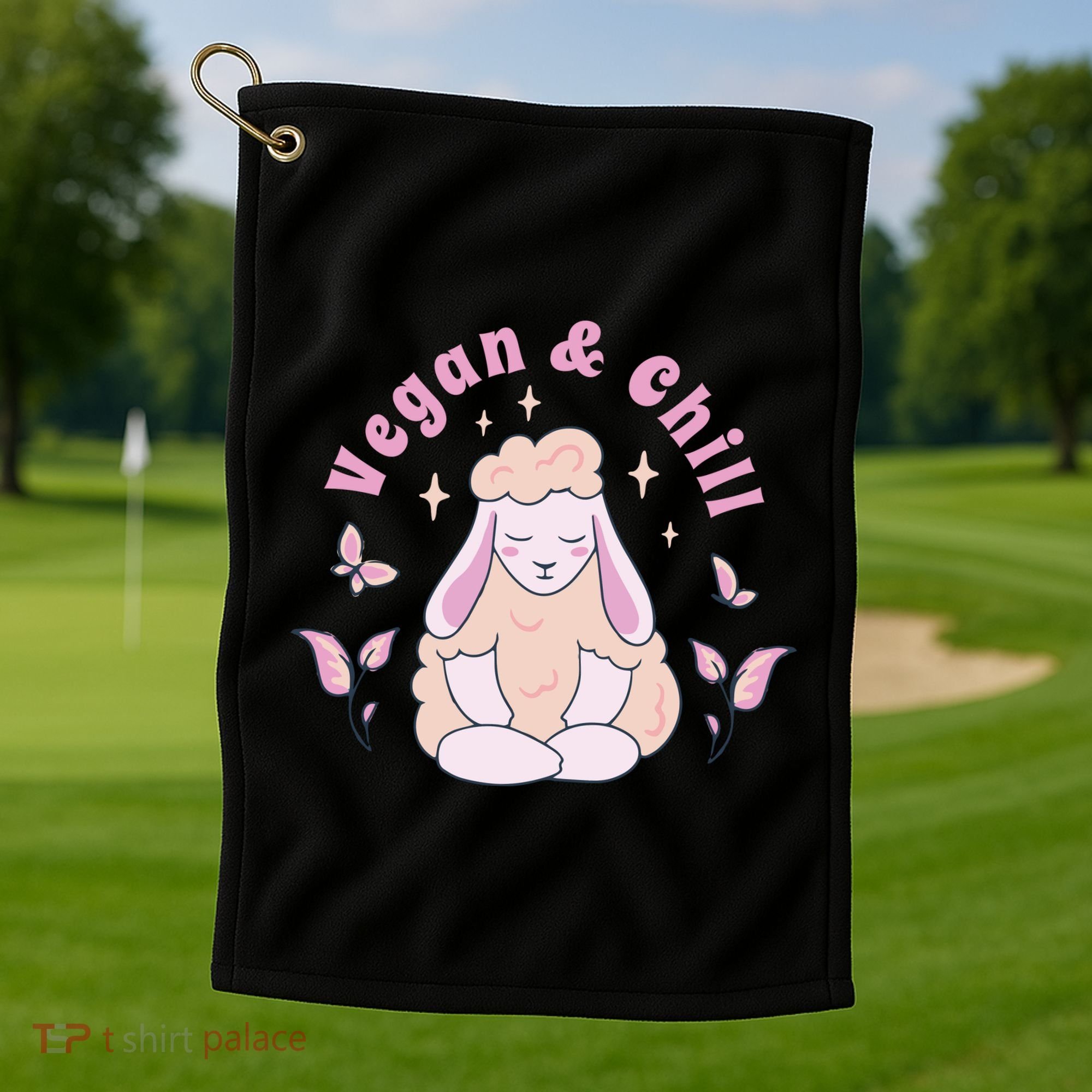 Vegan And Chill Sheep Golf Towel