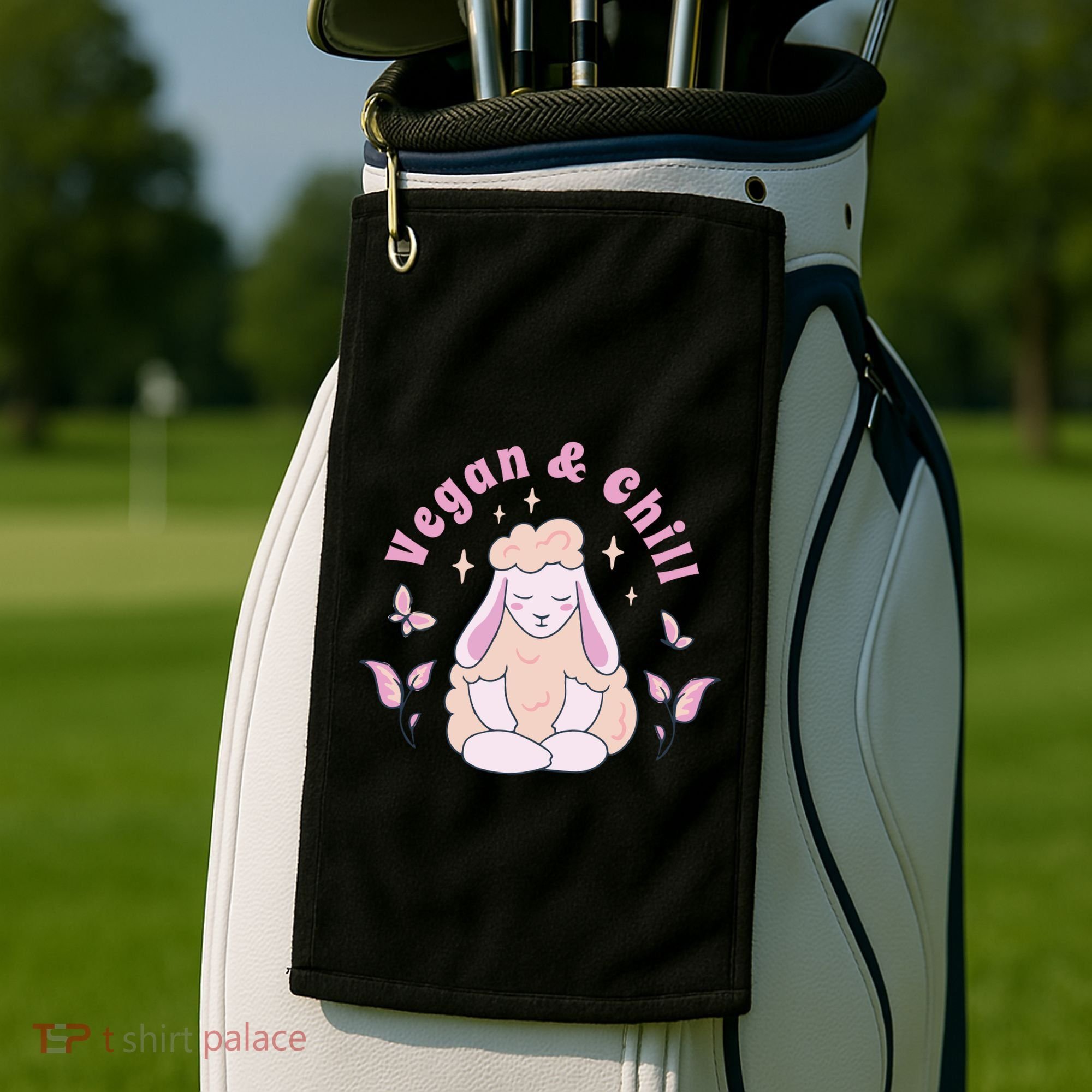 Vegan And Chill Sheep Golf Towel