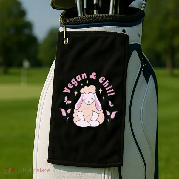 Vegan And Chill Sheep Golf Towel