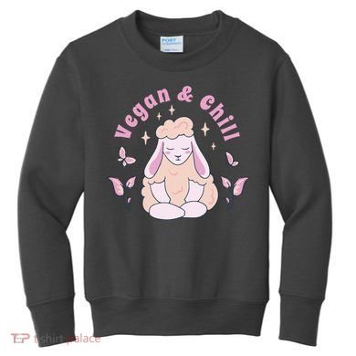 Vegan And Chill Sheep Kids Sweatshirt