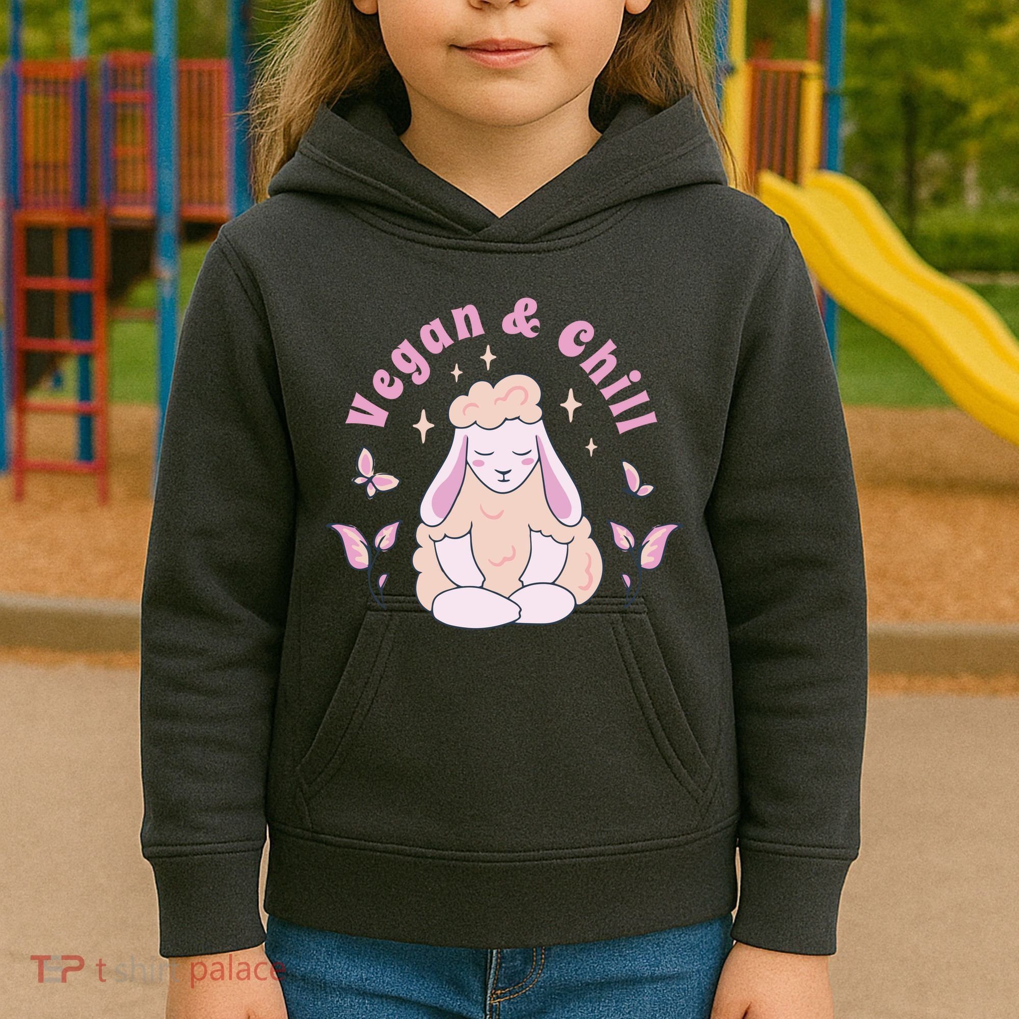 Vegan And Chill Sheep Kids Hoodie