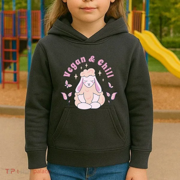 Vegan And Chill Sheep Kids Hoodie