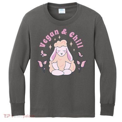 Vegan And Chill Sheep Kids Long Sleeve Shirt