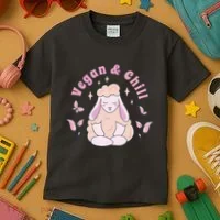 Vegan And Chill Sheep Kids T-Shirt thumb 3