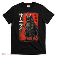 Vintage Anime Cat Samurai Japanese Funny Graphic Tees Cat  T-Shirt thumb 0