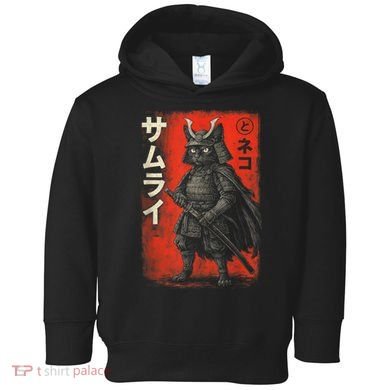 Vintage Anime Cat Samurai Japanese Funny Graphic Tees Cat  Toddler Hoodie