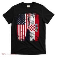 Vintage American Croatian Flag Distressed T-Shirt thumb 0