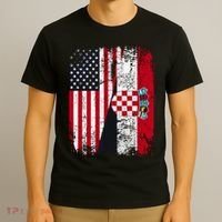 Vintage American Croatian Flag Distressed T-Shirt thumb 3