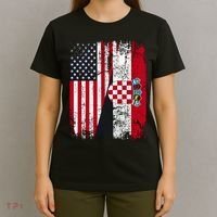 Vintage American Croatian Flag Distressed T-Shirt thumb 4