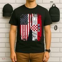 Vintage American Croatian Flag Distressed T-Shirt thumb 6