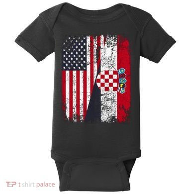 Vintage American Croatian Flag Distressed Baby Bodysuit