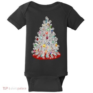 Vintage Aluminum Christmas Tree Baby Bodysuit