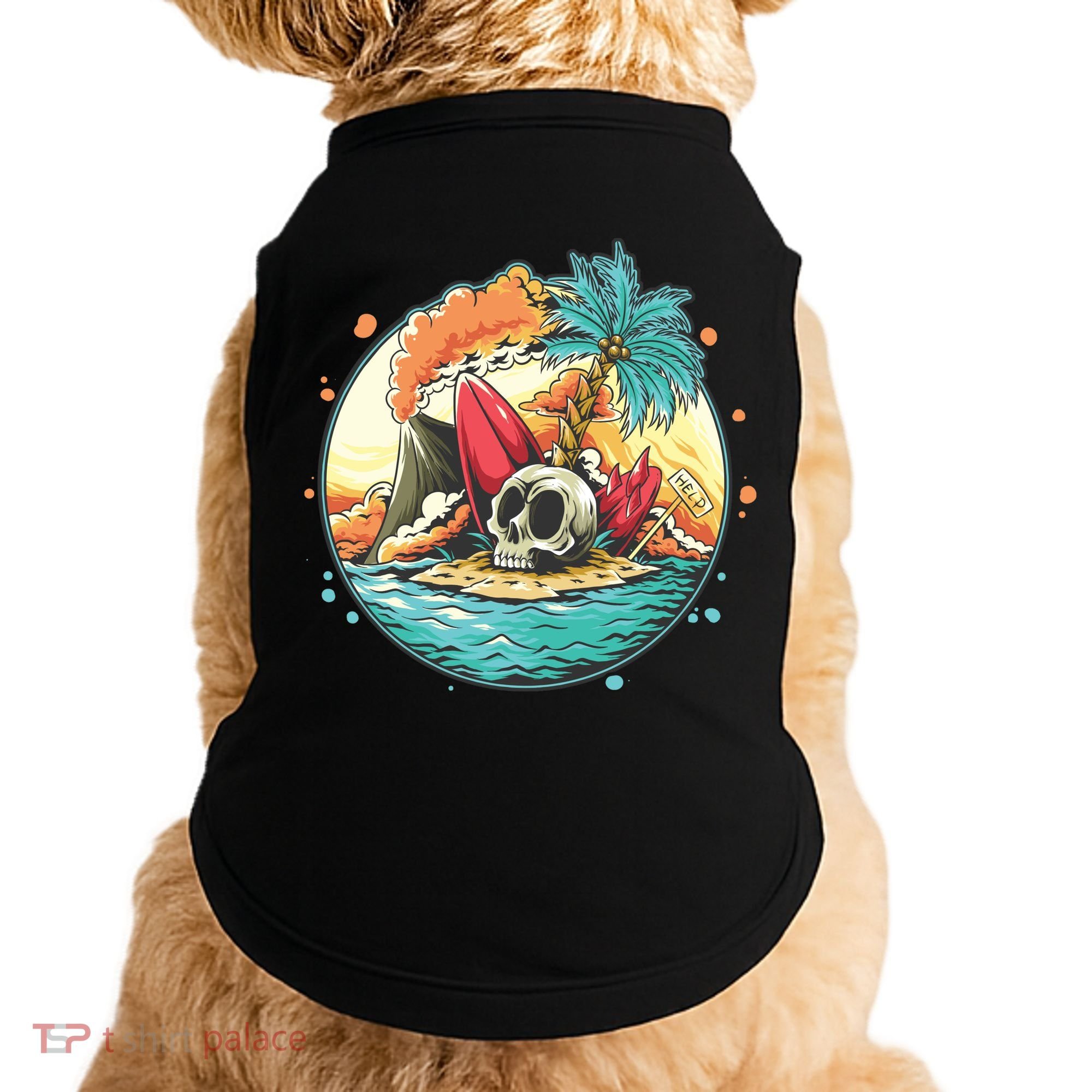 Vacation Tropical Island Skull Doggie Tank