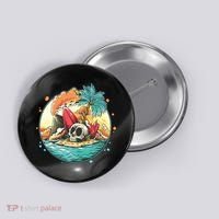 Vacation Tropical Island Skull Button thumb 0