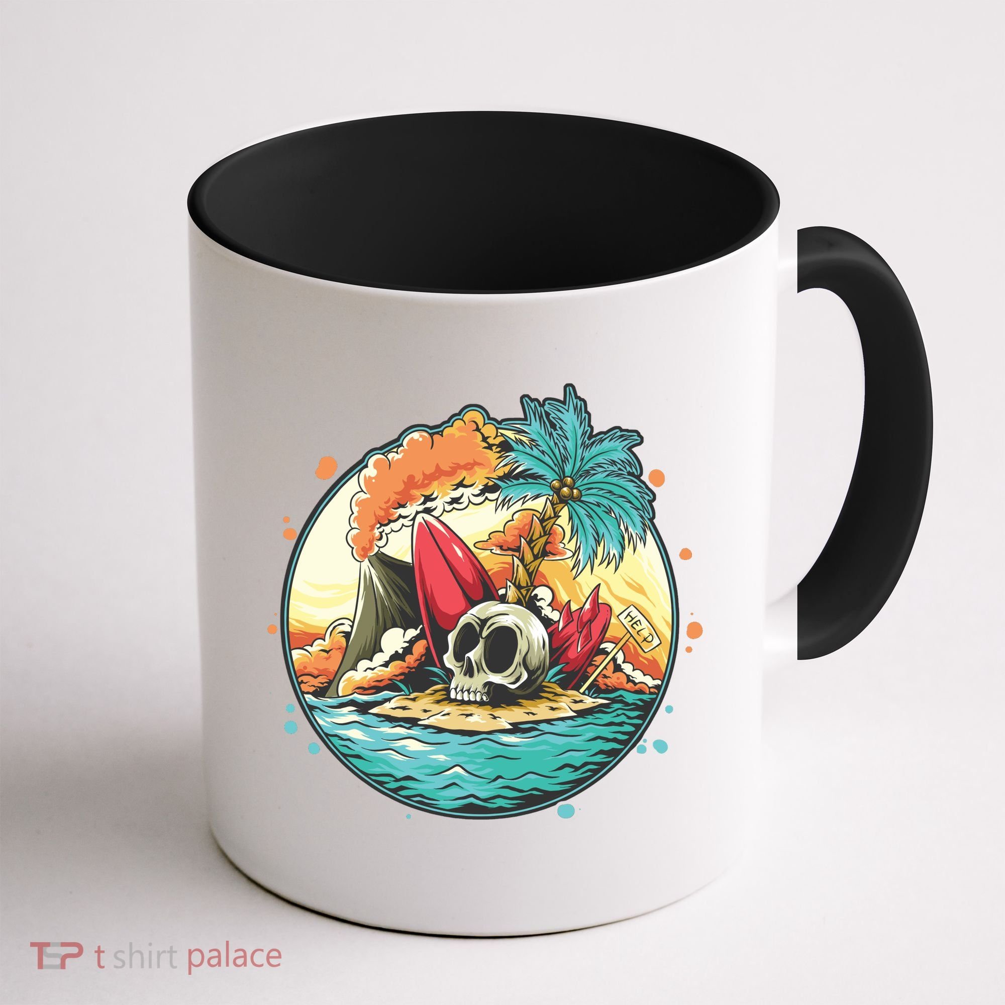 Vacation Tropical Island Skull Coffee Mug