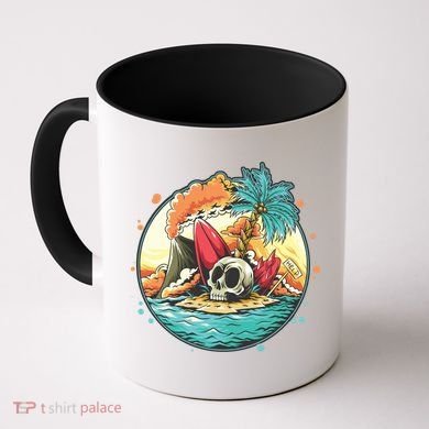 Vacation Tropical Island Skull Coffee Mug