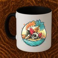 Vacation Tropical Island Skull Coffee Mug thumb 2