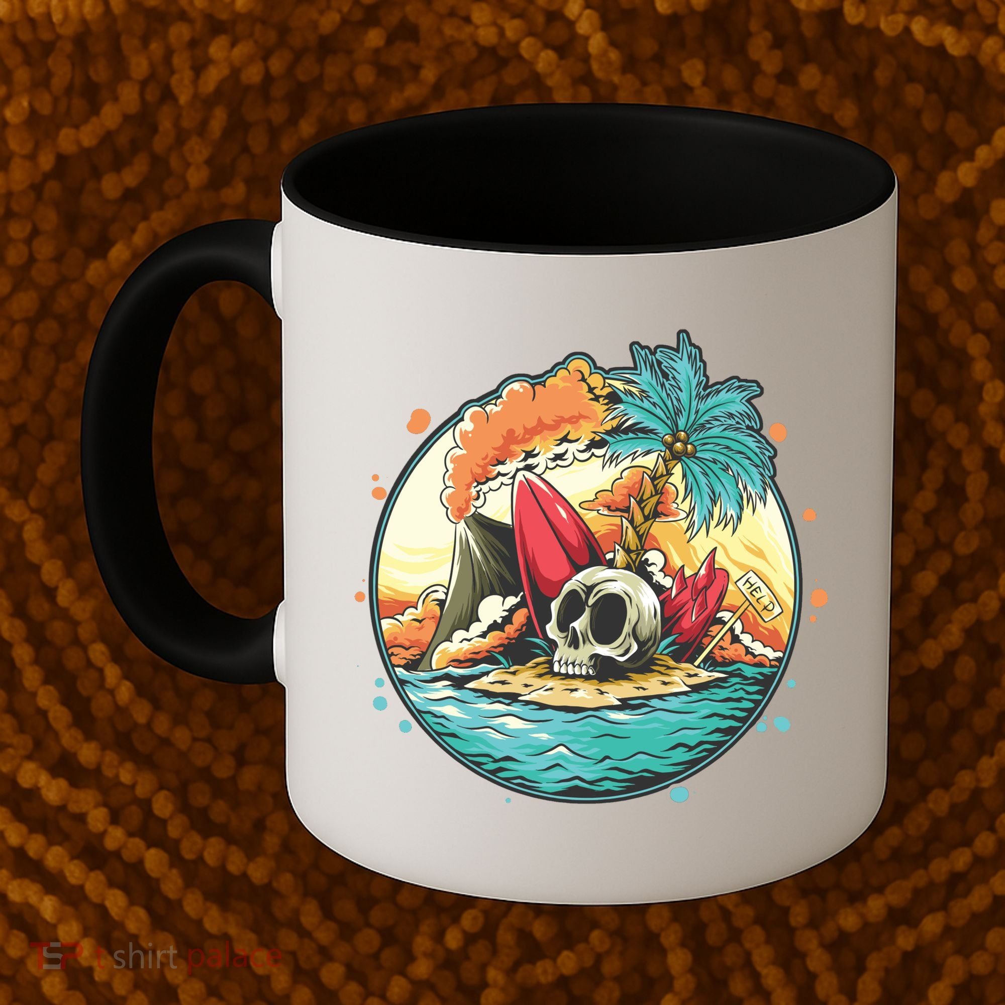 Vacation Tropical Island Skull Coffee Mug