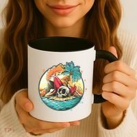 Vacation Tropical Island Skull Coffee Mug thumb 3