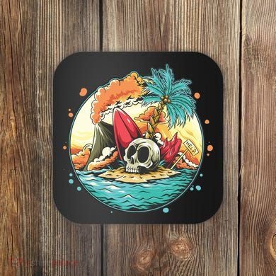 Vacation Tropical Island Skull Coaster