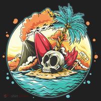Vacation Tropical Island Skull Tumbler thumb 3