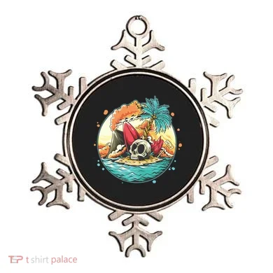 Vacation Tropical Island Skull Ornament