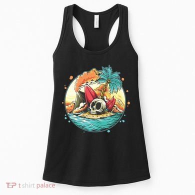 Vacation Tropical Island Skull Women's Tank Top