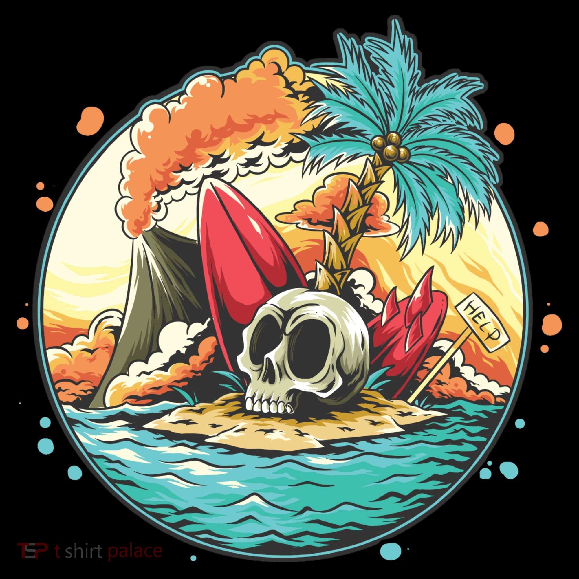 Vacation Tropical Island Skull Women's Tank Top