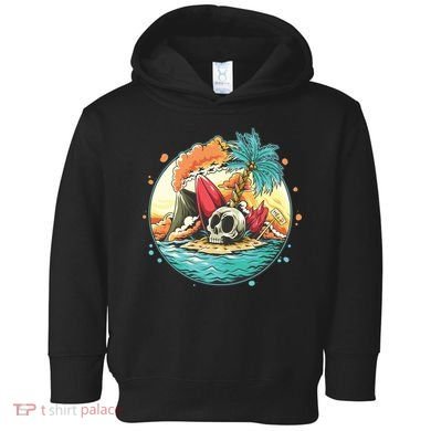 Vacation Tropical Island Skull Toddler Hoodie