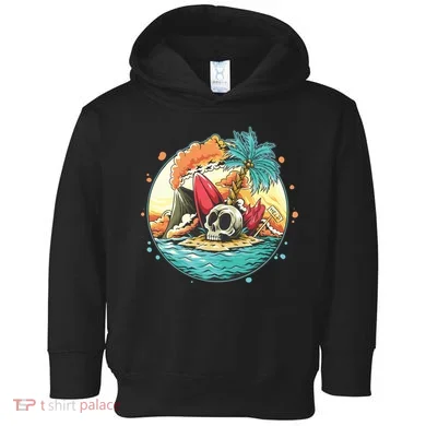 Vacation Tropical Island Skull Toddler Hoodie