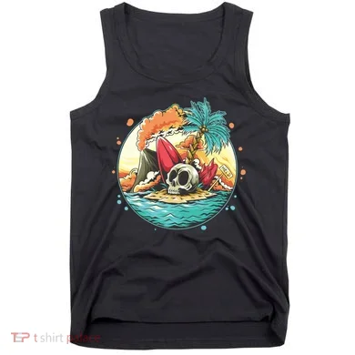 Vacation Tropical Island Skull Tank Top