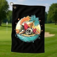 Vacation Tropical Island Skull Golf Towel thumb 1